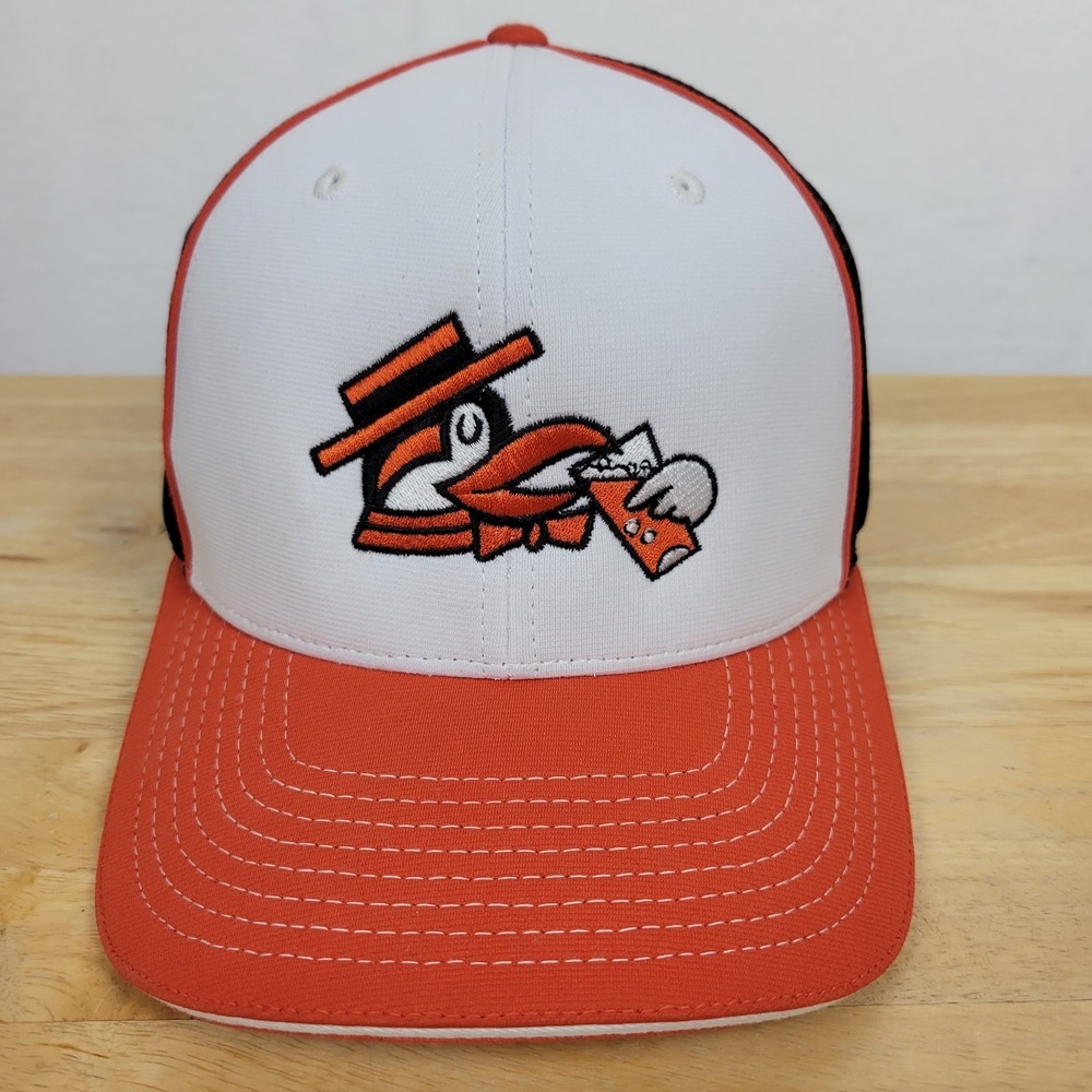 Richardson Baltimore Baseball Hat Orange Black Cartoon Bird Cap Flexfit EUC